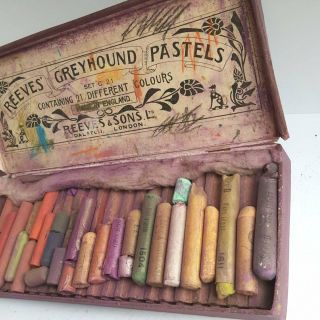 Vintage Antique Reeves & Sons Greyhound Artist Art Pastels Made in England Prop 4