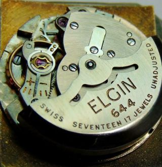 1950s ELGIN Cal 644 17 JEWELS AUTOMATIC SWISS MADE MEN ' S Wrist Watch - RUNNING 6