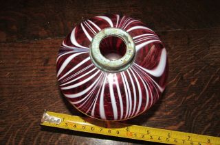 Rare Victorian Ruby Cranberry White Flash Glass Oil Lamp Bowl Font