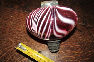 Rare Victorian Ruby Cranberry white flash glass oil lamp bowl font 2