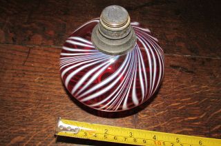 Rare Victorian Ruby Cranberry white flash glass oil lamp bowl font 3