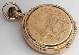 1887 Waltham 14k Gold 18 Size Hunting Case Pocket Watch W/box Jointed Case