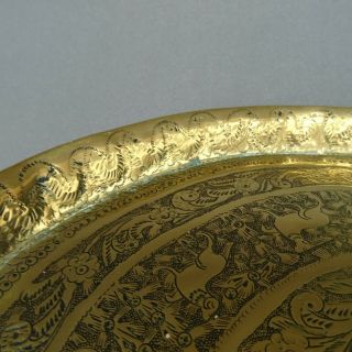 Small Antique Anglo Indian Oval Brass Tray Hand Engraved & Chased 36cm 4
