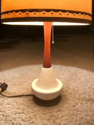 Mid Century Modern Ceramic And Wood Accent Table Desk Lamp