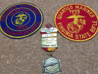 1956/58 U.  S.  Marines Quantico Championship Medal And Patches