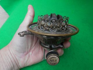 Antique silver plated Hinks No 2 Duplex Oil Lamp burner 3