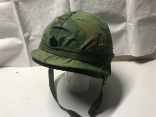 Usmc 1959 Vietnam War M - 1 Helmet Complete Wartime Issue Early Mitchell Cover