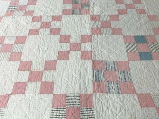 Cottage Pink c 30s Nine Patch VINTAGE Quilt Country 5