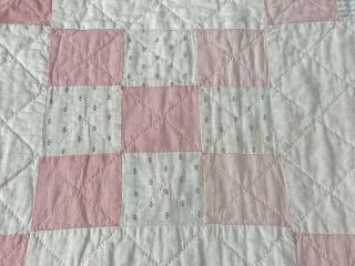 Cottage Pink c 30s Nine Patch VINTAGE Quilt Country 6