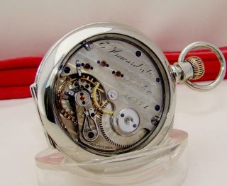Rare 1872 E.  Howard 17 Jewels Pocket Watch In Special Display Case - 18s - Runs