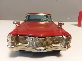 VINTAGE BANDAI JAPAN 1966 CADILLAC TIN FRICTION CAR W/ BOX 10 1/2 