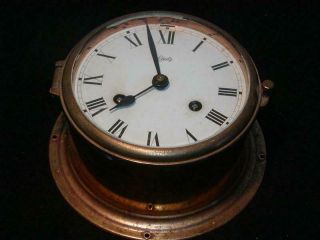 Vintage Schatz Marine Clock In Brass,  Wall Mount,  Nicely,  6 " Diameter