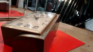 Vintage - General Electric - DESK - Clock Telechron - Gold & Brown 5