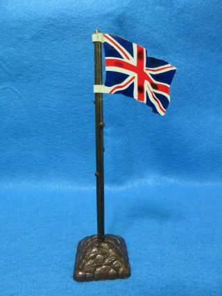 Marx Vintage Wwii British Tin Flag With Pole,  Base