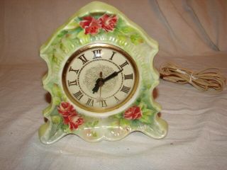 Vintage Lanshire Ceramic Shelf Mantel Clock Model Electric