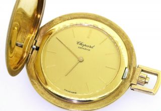 Chopard vintage LUC 18K YG pocket watch w/ florentine hinged case 2