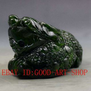 Chinese 100 Natural Green Hetian Jasper Jade Hand - carved PiXiu Statue L13 5