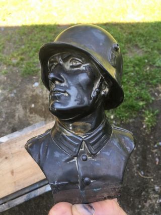 Wwii Ww2 German Bronze Soldier Bust