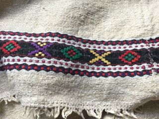 Vintage Hemp Bed Cover (mid 20thc) /grain Sack Fabric,  Embroidery/tissu En Chanvre