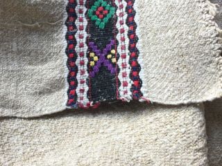 Vintage Hemp bed cover (mid 20thc) /grain sack fabric,  embroidery/Tissu en chanvre 2