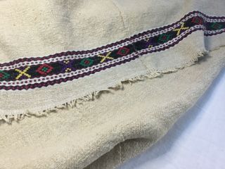 Vintage Hemp bed cover (mid 20thc) /grain sack fabric,  embroidery/Tissu en chanvre 4