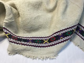 Vintage Hemp bed cover (mid 20thc) /grain sack fabric,  embroidery/Tissu en chanvre 5