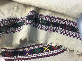 Vintage Hemp bed cover (mid 20thc) /grain sack fabric,  embroidery/Tissu en chanvre 6