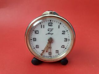 Vintage Russian Mechanical Alarm Clock Mir 11 Jewels Мир Ussr СССР