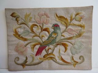 Really Old Needle Work Embroidery Silks Cotton Parrot