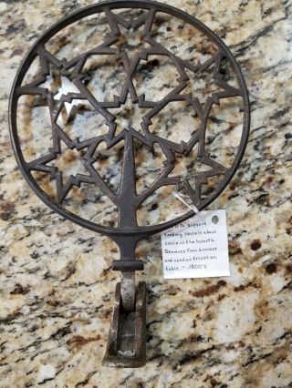Antique Cast Iron Hearth Trivet With Bracket For Cooking Vessel.  Early/griswold?