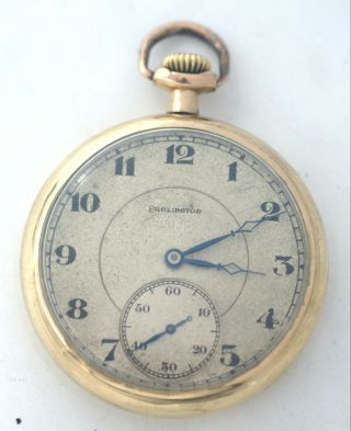 Vintage 21 Jewel Burlington Railroad Pocket Watch W/ 14k Gold Strata Case