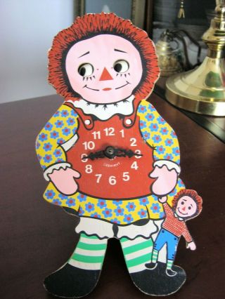 Vintage " Raggedy Ann " Moving Eyes Clock Germany Weight Driven