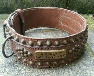 Large Named Leather Victorian Dog Collar