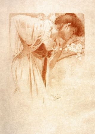 Melancholy By Alphonse Mucha Art Nouveau Deco 16x11 " Picture Poster Print