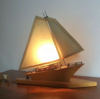 Vintage Wooden Boat Table Lamp Deco To Mid Century