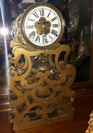 Vtg Gold Gilt Mantle Clock Mid Century Art Noveau Art Deco Ornate Mantle Clock