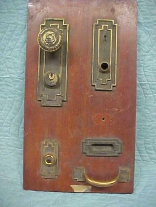 Antique Cast Brass Gothic Door Hardware Display In " As Found "