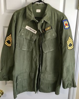 1969 Vietnam Era Od Jungle Jacket / Shirt W/ Post War Patches - Medium Long