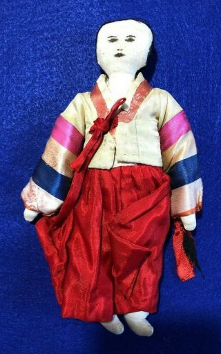 Rare Vintage 1940s Korean Custom Hand Made Girl Doll Korea