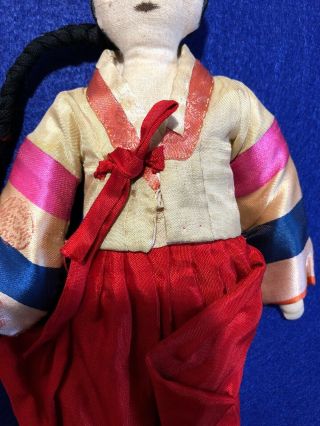 Rare Vintage 1940S Korean Custom Hand Made Girl Doll Korea 5
