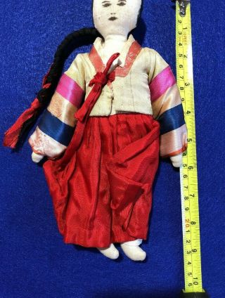 Rare Vintage 1940S Korean Custom Hand Made Girl Doll Korea 6