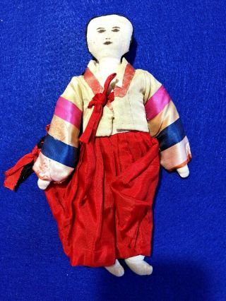 Rare Vintage 1940S Korean Custom Hand Made Girl Doll Korea 7