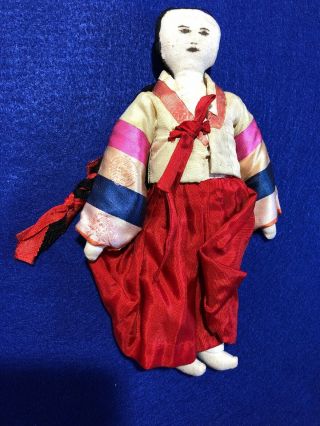 Rare Vintage 1940S Korean Custom Hand Made Girl Doll Korea 8