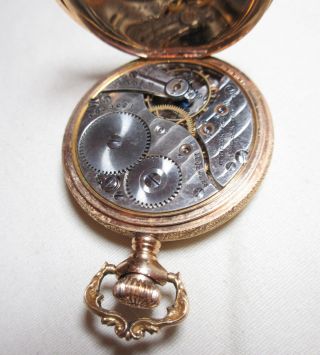 antique 1800 ' s 14k yellow gold Illinois full hunter hand chased pocket watch 10