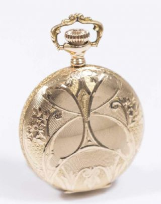 antique 1800 ' s 14k yellow gold Illinois full hunter hand chased pocket watch 12