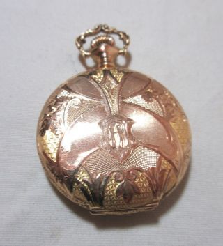 antique 1800 ' s 14k yellow gold Illinois full hunter hand chased pocket watch 3