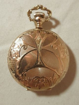 antique 1800 ' s 14k yellow gold Illinois full hunter hand chased pocket watch 6