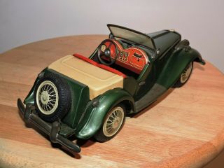 Vintage 1954 Bandai MG TF Midget Friction Tin Toy Car Green 2