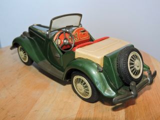Vintage 1954 Bandai MG TF Midget Friction Tin Toy Car Green 3