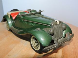 Vintage 1954 Bandai MG TF Midget Friction Tin Toy Car Green 5